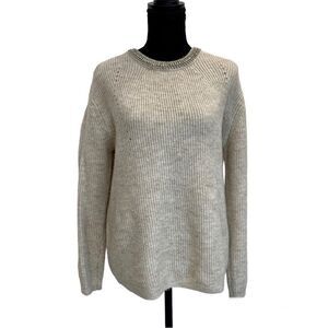 DEX beige oatmeal coloured rhinestones stud neckline long sleeve sweater Sz M